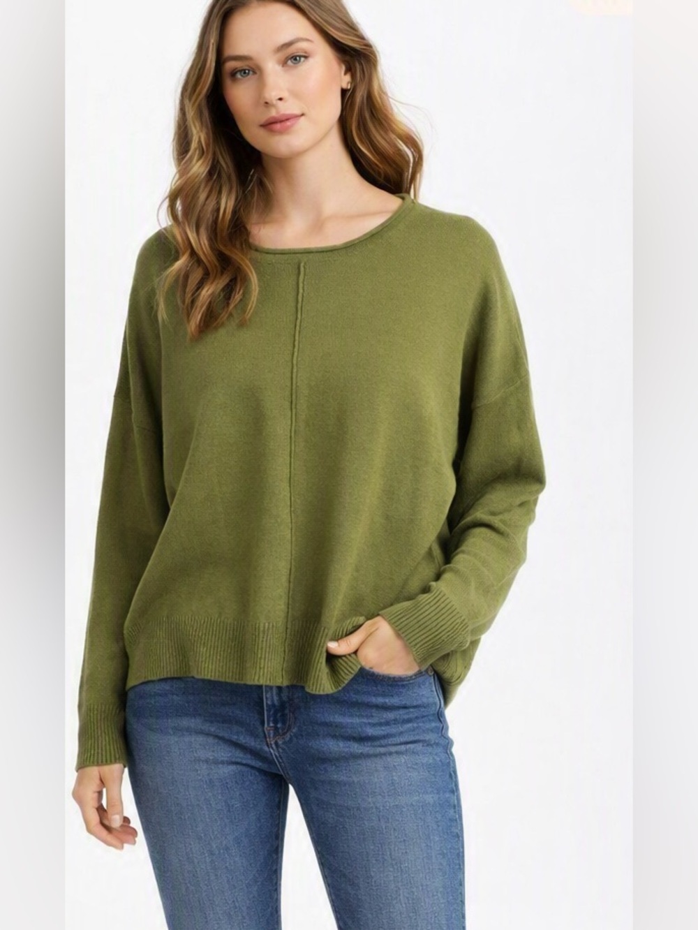 Double Zero Womens Crew Neck Sweater in Moss Green Sz S